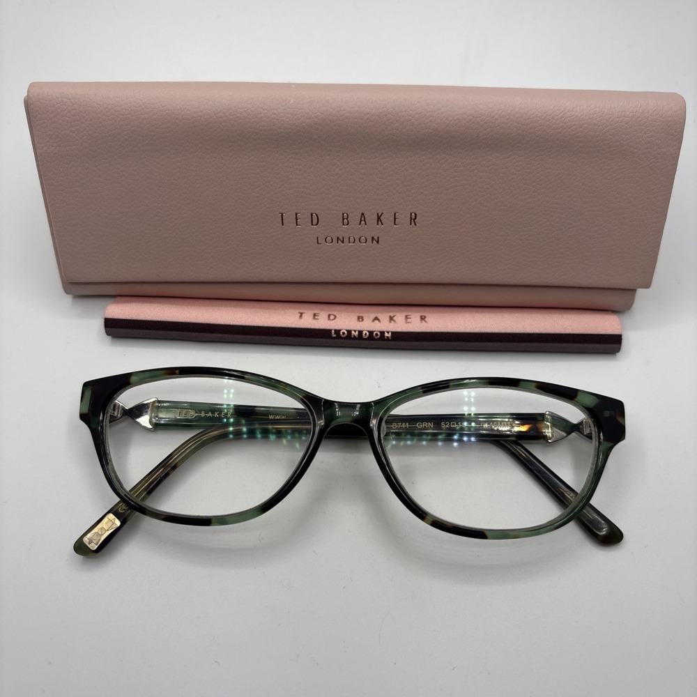 Ted Baker B711 GRN 52-15-140 Green Tortoise Full Rim Eyeglasses Frame w/case